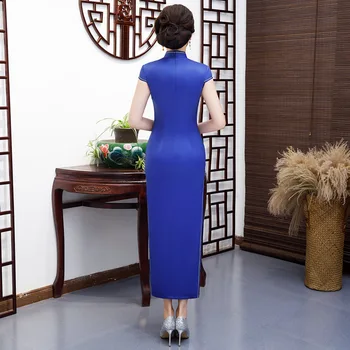 Vintage Ķīniešu Stilā Qipao Ilgi, Roku darbs Pogu Cheongsam Kleita Sieviešu Mandarīnu Apkakles Tradicionālā Kleita, Izmērs M-5XL