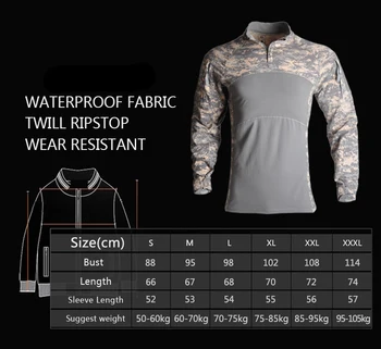 Vīrieši Kaujas Krekli Pierādīts, Taktiskās Apģērbu Militāro formas tērpu KP Maskēties Airsoft Armijas Tērps Elpojošs Darba Apģērbs
