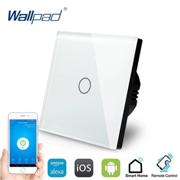 WIFI Kontroles Touch Switch Wallpad 1 Banda 1 Veids, Sienas Slēdzi Kristāla Stikla Paneli Smart Home Alexa, Google home IOS Android