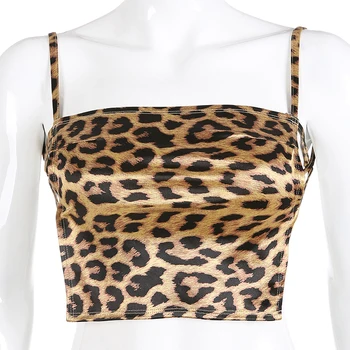 Weekeep Sexy Backless Leopard Tvertnes Augšpusē Sieviešu Nogriezta Puse Clubwear Topiņi Sieviešu Modes Slaids Viduklis Topi