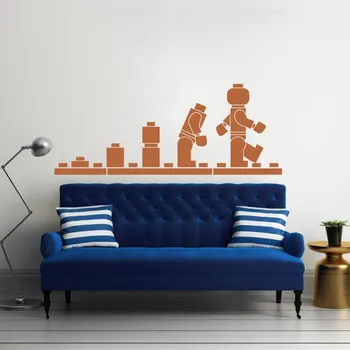 YOYOYU augstas kvalitātes Mākslas Dizaina Lego klučiem, mājas dekoru, Vinila Sienas uzlīmes noņemamas karikatūra robots rotaļlietu lētu istabu stickerl WW-356