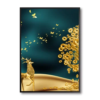 Zelta Māksla Briežu Naudas Koks Sienas Attēlu Islāma Sienas Māksla Bez Rāmja Anotācija Mēness Audekls Druka Plakātu Joprojām dzīvi