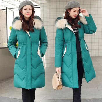 Ziemas jaka sievietēm jaunu 2020. gadam korejas vidēja garuma mētelis sievietēm uz leju kokvilnas jaka modes biezāka zaudēt parkas sieviete TYJTJY