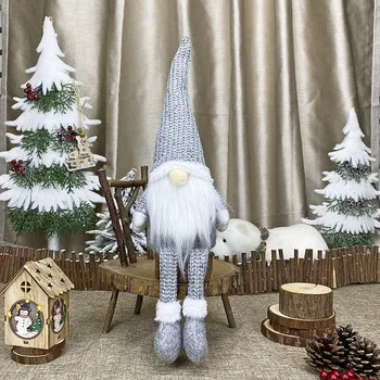 Ziemassvētku Trikotāžas Gnome Dāvanas Shopwindow Ziemassvētku Rotājumi Ziemassvētki Svētku Piegādes Roku Darbs Tomte Plīša Lelle Dekori