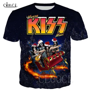 Ziemassvētku Tērpi Heavy Metal KISS Rock Band T-krekli, Vīriešu, Sieviešu 3D Iespiesti Gadījuma Lielgabarīta Topi Streetwear Tee Kreklu Puloveri