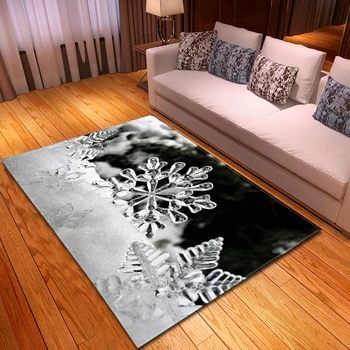 Ziemeļvalstu 3D Sniegpārslas Iespiesti Paklāju Flaneļa Atmiņas Putu paklājos Guļamistaba, Dzīvojamā Istaba pretslīdes Paklāji un Grīdsegas Mājas Dekoratīvajiem