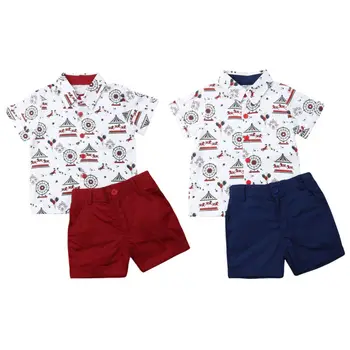 Zēnu Drēbes 2019 Toddler Bērniem, Baby Boy Džentlmenis Drēbes, Krekls Topi, Šorti Bikses Oficiālu Apģērbs Izmērs 2-6Y
