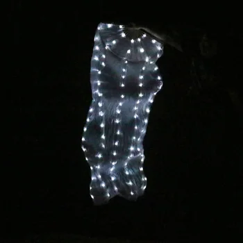 Zīda LED Varavīksnes Deju Ilgi Fani, Vēdera Dejas, Aksesuārus Vēdera Deju Ķīniešu Deju LED Fani 1pc/1pair Ar Baterijām