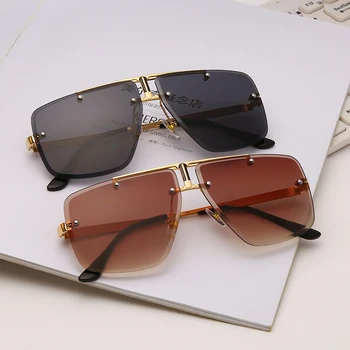 Zīmola Dizaina Vīriešiem bez apmales Brilles Vintage Vīriešu Kvadrātveida Saules Brilles Luksusa Sunglass UV400 Toņos Briļļu gafas de sol hombre