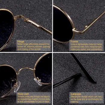 Zīmola Dizainere Polarizētās Apaļas Saulesbrilles Classic Mazo Vintage Retro Brilles Sievietēm Metāla Briļļu
