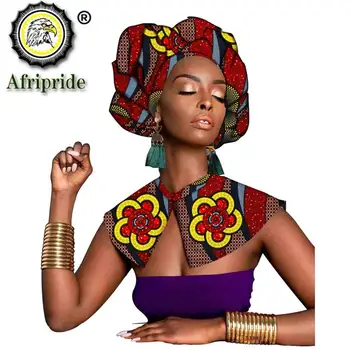 Āfrikas Headwrap un Šalle 2 Gabals, kas Sieviešu Galvas Lakatu Ankara Tradicionālo Headtie Turban Drukāt Vaska Galvu Bazin Riche