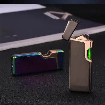 Ātri Zaļā Lāzera Aizdedzes Elektronisko Cigarešu Šķiltavas USB Plazmas Dubultā LOKA Vieglāks Par Svece Metāla Turbo Elektriskās Šķiltavas