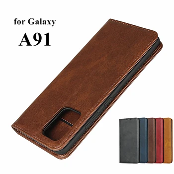 ādas phone protective case for Samsung Galaxy A91 A71 A51 Flip gadījumā kartes īpašniekam Maksts Magnētisko pievilkšanas Segtu Seifa Lieta