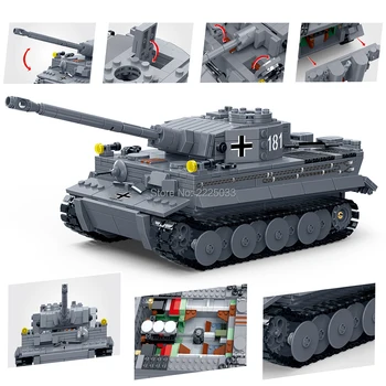 1:28 Militāro Tanks Tiger I ww2 tiger tanku Armijas Skaitļi vācijas Karalis autocisternu Pasaules Kara Celtniecības Bloki, Rotaļlietas Bērniem