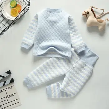 1-4T Bērnu Pidžamas Komplekts Baby Zēni Meitenes Kokvilnas polsterējumu Tops un Bikses Unisex Biezu, Siltu Pidžamu Toddler Kids Sleepwear Apģērbi