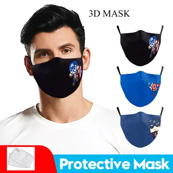 1 GAB. Pieaugušo 3D Maska Atkārtoti Sejas Maska Dizainers Anime Maska, Elastīga Mazgājams Gudrs Maska Anti-putekļu PM2.5 Brīnums Maska ar 2 Filtriem