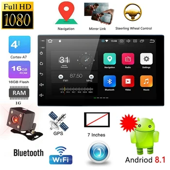 10.1 collu Android 8.1 Quad Core 2 Din Auto Stereo Radio, GPS, Wifi, Nospiediet MP5 Player 16.G