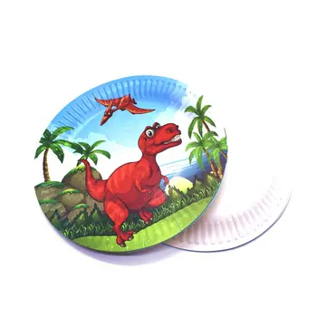 100GAB, Sarkana Dinozauru Puses Piederumi Galda piederumu Komplekts Bērniem Dzimšanas dienas Sarkano Dinozauru Motīvu Puse Baneri, Tases, Šķīvji Dāvanu Maisu Salmiņiem