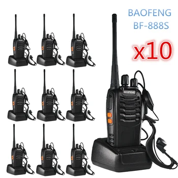 10PCS Baofeng BF 888S Walkie Talkie 6km divvirzienu Radio Portatīvie Medību CB Ham Radio FM HF Raiduztvērēju Bezvadu Komunikāciju BF888S