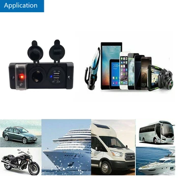 12V Auto piepīpētāja Ligzdas USB Lādētāju Strāvas Adapteris Uz Motocikla, Kravas Auto, ATV Laivu ON-Off tumblerus