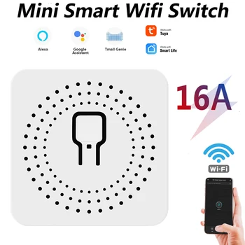 16.A Mini Smart Wifi DIY Slēdzis Gaismas Slēdzis Bezvadu 2 Veidu Kontroles Darbu Ar Tuya Alexa, Google Nav savietojams Homekit Ewelink