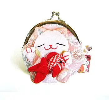 16 gabali Vairumtirdzniecības Japāņu stila Laimīgs kaķis monētas jostas, maki monētas somas Nulles Seifs Japāņu kimono audumu
