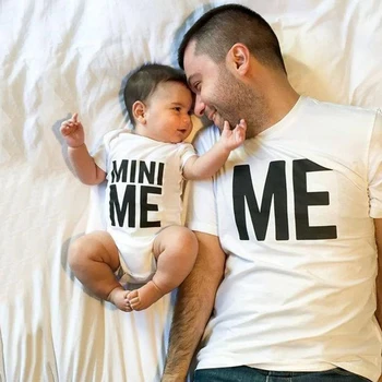 1gb MANI&MINI MAN Tētis T Krekls un BabyRomper Ģimenes Saskaņošanas Apģērbs Tētis Bērniem, Bērnu Smieklīgi Īsām Piedurknēm T-krekls Apģērbs