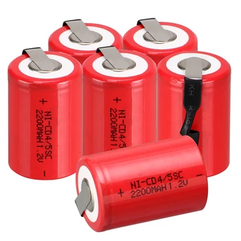 2/6/12/16pcs NiCd 4/5 SubC Sub C 1.2 V 2200mAh & Tab Red Ni-Cd Akumulators sarkana