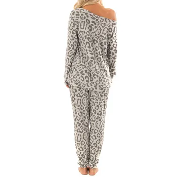 2 gabals, kas leopard maskēšanās tērps mājas apstākļos, dāmas sporta gadījuma valkāt uzvalku modes ērti, vienkārši pidžamu Boutique 02*