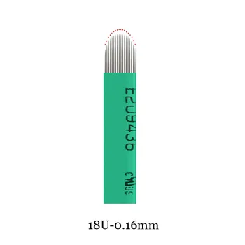 200Pcs 0.16 mm Zaļā Nano LAMINA MIKRO 12/14/18U Formas FLEX CHANFRADA Microblading Adatas Tebori Microblading Rokasgrāmata Pildspalvu