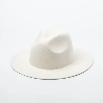 202011-shi rudens ziemas vilnas piena baltā dāma fedoras klp sieviešu brīvā laika panama džeza cepure