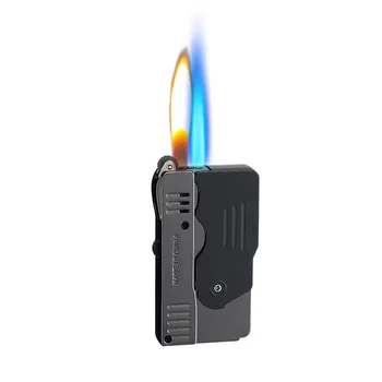 2020new strūklas pistole double flame šķiltavas bezmaksas lukturīti vieglāks vēja turbīnu uzlādējams butāna gāze smēķētājs