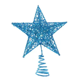 20cm Ziemassvētku Eglīte Dzelzs Star Mirdzošs Cilindrs Ziemassvētku Eglītes Rotājumi Rotājumi (Zils)