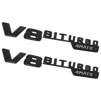 2GAB Auto Sānu Spārnos V8 BITURBO Logo Apdares Ielīmi, Mercedes Benz AMG A B C E S Klases GT C63 E350 E400 S560 S450 Piederumi