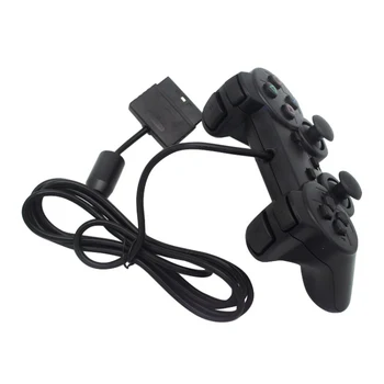 2GAB Melno Vadu Kontrolieris 1.8 M Dubulta Trieciena Tālvadības kursorsviru Gamepad Joypad PlayStation 2 PS2