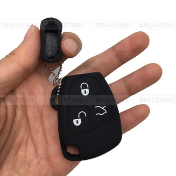 2gab 3 Pogu Silikona Auto Tālvadības Atslēgu Fob silikagela Turētājs Gadījumā Vāks Mercedes Benz Sērijas Black