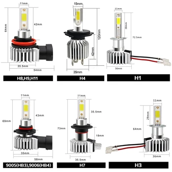 2gab Auto LED priekšējie Lukturi Spuldzes, Lampas, Miglas lukturi H11 9006 HB4 9005 HB3 H4, H7, H8, H9 H1 par peugeot 508 308 406 301 5008 2008 307 408