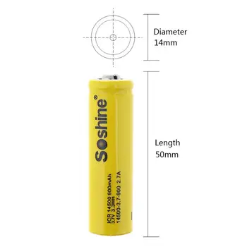 2gab Soshine 3,7 V ICR 14500 900mAh Li-jonu Akumulators ar Drošības Vārsts + Bateriju Kārba, Lukturi Lukturi