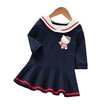 2~10 gadu Rudens ziemas bērnu apģērbu Karikatūra anime kaķis dzīvnieku garām piedurknēm salds studet Jūrnieks princese kleita meiteņu drēbes