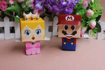 30pcs Cute karikatūra Super Marijas Bros princese Līgava un Līgavainis kāzu dod priekšroku Mario konfekšu kaste kāzu dāvanas