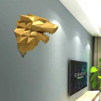 3D Papīra Paraugs Rotaļlietu Vilku Galvas Dzīvnieku Mājas Dekors Dzīvojamā Istaba Dekori DIY Papīra Amatniecības Modeļa Puses Dāvanu
