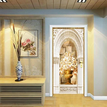3D Stereo Romiešu Kolonna Vāze Foto Sienas Tapetes Dzīvojamā Istabā Viesnīcā Guļamistabas Luksusa Dekors Durvju Uzlīmes PVC pašlīmējošās Uzlīmes