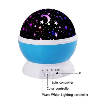 3power veidos Romantisku Rotējošo Spin Nakts Gaismas Projektors Sky Star Mēness Master USB Lampas Led Projekts Bērniem Bērnu Miega Apgaismojums