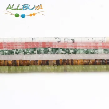 4*2mm Multicolor Cilindriskas Pērlītes par Rotu Veidošanas Piederumi DIY Šarmu Rokassprādze, Kaklarota, Minerālvielas, Krelles 15 collu Vairumtirdzniecība