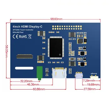 4 Collu LCD Displejs ar HDMI Saderīgu Portatīvo Monitoru Modulis ar GPIO Pretestības Touch Panelis 800x480 Aveņu Pi Displejs