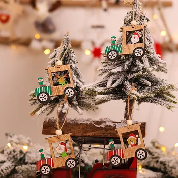 4GAB/DAUDZ Ziemassvētku Koka Piekariņi Vilcienu Ziemsvētki Koks Piekārtiem Rotājumi Koka Amatniecības Bērniem Dāvanu Mājās Ziemassvētku Puse Apdares