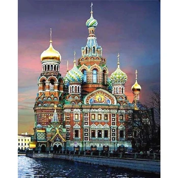 5D DIY Pilna Dimanta Glezna Krustdūrienā Pilna Urbt Maskavas baznīcu Apaļā Dimanta Izšuvumi Y2181