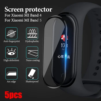 5GAB Izliektas Malas Aizsargs Stikla Xiaomi Mi Grupa 4 5 Pilnībā Segtu Filmu Par Xiaomi MiBand 4 5 Ekrāna Aizsargs Anti-scratch