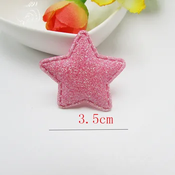 60pcs/Daudz 3.5 cm Sajauc Krāsas, Spīdīga Zvaigzne Formas Ielāpus Multicolors Polsterēta Aplikācijas uz DIY Bērniem, Matu Aksesuāri