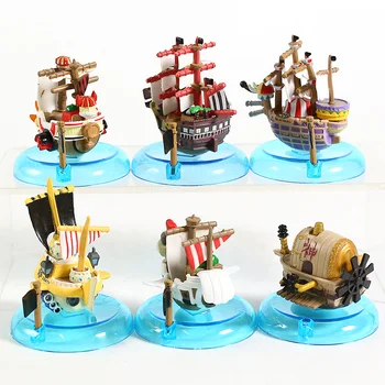 6pcs/set Pirātu Kuģa Attēls Rotaļlietas Anime Viens Gabals Pirātu Laivu Tūkstoši Saulains Iet Priecīgus PVC attēls Kolekciju Modelis Rotaļlietas